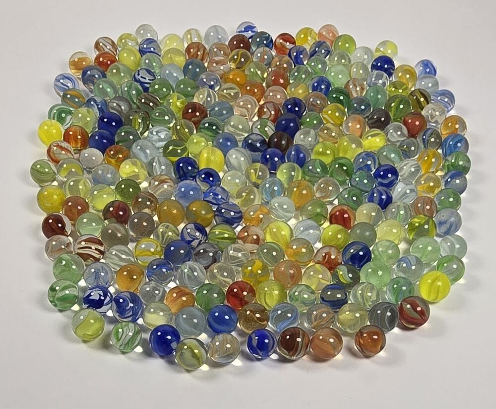 Vintage Lot of 243 Glass Multicolor Mixed Marbles